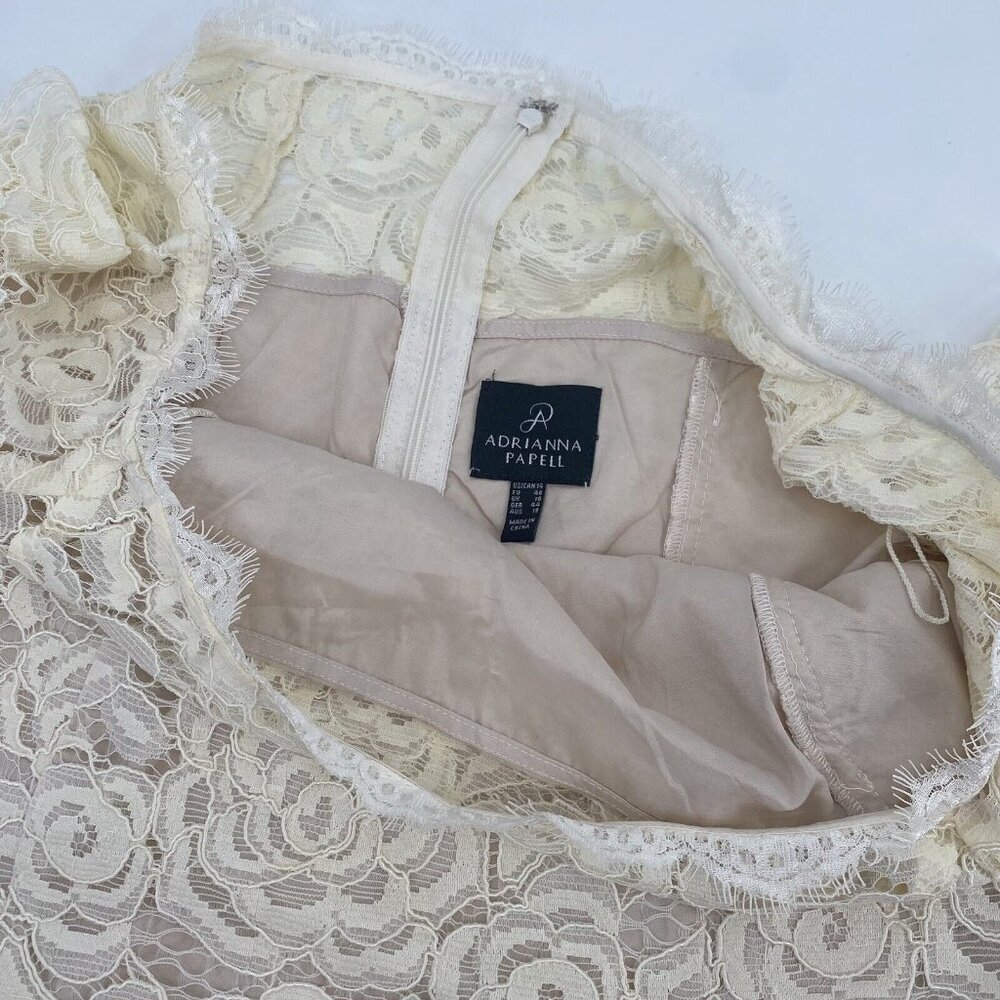 Adrianna Papell Size 14 Off Shoulder Lace Sheath Dress Cream Wedding *NWT* - Picture 6 of 11